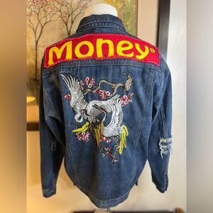 Men’s hip hop denim jacket made by YJ & Jeans size large  Y2K
